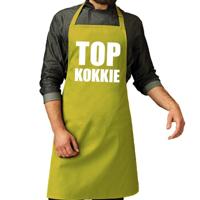 Top kokkie - barbeque en keuken schort - lime groen - voor heren - cadeau schorten