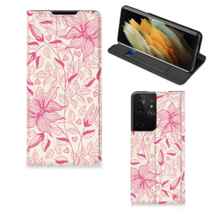 Samsung Galaxy S21 Ultra Smart Cover Pink Flowers