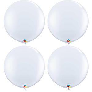 4x stuks qualatex mega ballon 90 cm wit