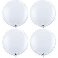 4x stuks qualatex mega ballon 90 cm wit