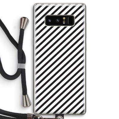 Strepen zwart-wit: Samsung Galaxy Note 8 Transparant Hoesje met koord