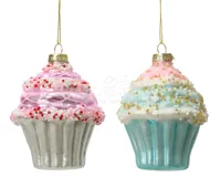 Kerstornament Cupcake Roze en Blauw Assorti 1st