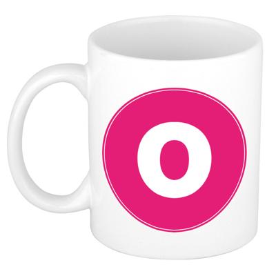 Koffie mok met de letter O - beker - roze - eerste letter van een voornaam - wit - 300 ml Koffie mok met de letter O - beker - roze - eerste letter van een voornaam - wit - 300 ml
