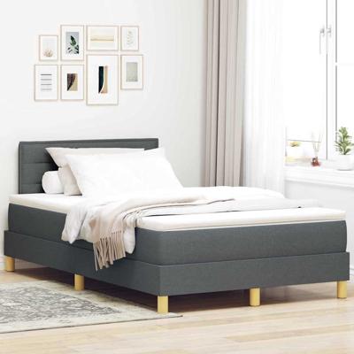 Boxspring Bed met Matras & LED Donkergrijs 120x190 cm Stof