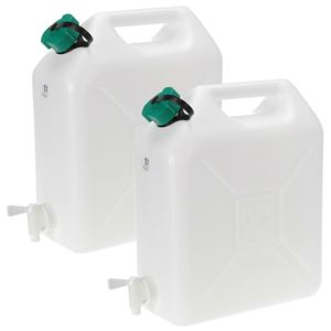 Jerrycan voor water - 2x - 10 liter - Kunststof - met kraantje en dop