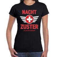 Verpleegster verkleed shirt Nacht zuster 24 uur beschikbaar carnaval zwart voor dames 2XL  - - thumbnail