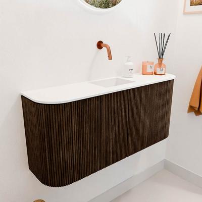 Toiletmeubel Mondiaz Joya | 93.2 cm | Meubelkleur Walnut | Faye wastafel Talc Midden | Zonder kraangat(en) Toiletmeubel Mondiaz Joya | 93.2 cm | Meubelkleur Walnut | Faye wastafel Talc Midden | Zonder kraangat(en)