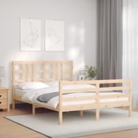 Bedframe met hoofdbord massief hout