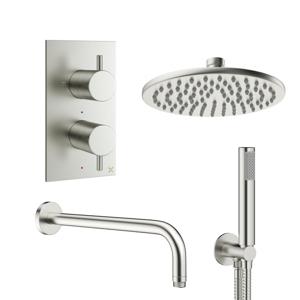 Crosswater MPRO Regendoucheset inbouw - 30cm hoofddouche - wandarm - staafhanddouche - geborsteld RVS sw31378/sw111022/sw385373/sw385437/sw484752/