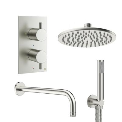 Crosswater MPRO Regendoucheset inbouw - 30cm hoofddouche - wandarm - staafhanddouche - geborsteld RVS sw31378/sw111022/sw385373/sw385437/sw484752/