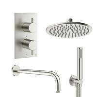 Crosswater MPRO Regendoucheset inbouw - 30cm hoofddouche - wandarm - staafhanddouche - geborsteld RVS sw31378/sw111022/sw385373/sw385437/sw484752/