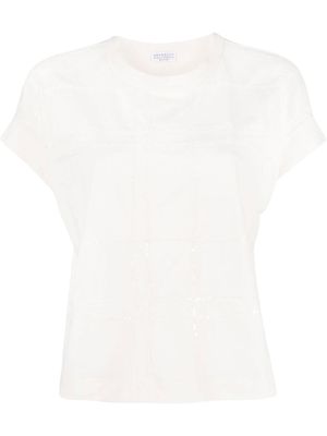 Brunello Cucinelli t-shirt à carreaux ton-sur-ton - Tons neutres