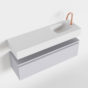 Toiletmeubel Mondiaz Andor | 100 cm | Meubelkleur Cale | Lex vrijhangend wastafel Talc Rechts | 1 kraangat