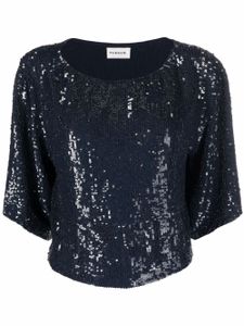 P.A.R.O.S.H. blouse crop brodée de sequins - Bleu