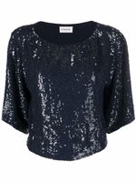 P.A.R.O.S.H. blouse crop brodée de sequins - Bleu - thumbnail