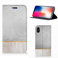 Apple iPhone X | Xs Book Wallet Case Wood Concrete - thumbnail