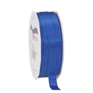 1x Luxe blauwe satijnen lint rollen 1 cm x 25 meter cadeaulint verpakkingsmateriaal - Cadeaulinten