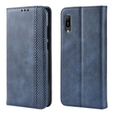 Magnetische Buckle retro Crazy Horse textuur horizontale Flip lederen case voor Huawei Y6 Pro (2019) met houder & kaartsleuven & fotolijstjes (blauw)