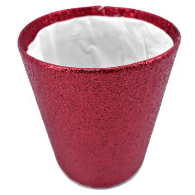 Gerimport Plantenmand - rood glitter - bloempot - 15 x 14 cm - kerst