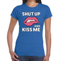 Shut up and Kiss me t-shirt blauw dames