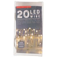 Draadverlichting - zilver- 20 LED - warm wit - 220 cm - kleine batterij houder