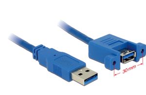 Delock USB-kabel USB 3.2 Gen1 (USB 3.0 / USB 3.1 Gen1) USB-A stekker, USB-A bus 1.00 m Blauw 85112