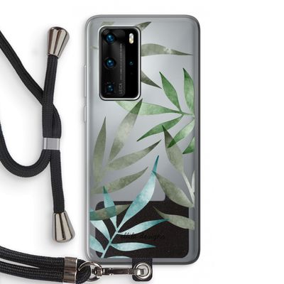 Tropical watercolor leaves: Huawei P40 Pro Transparant Hoesje met koord