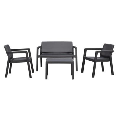 Leen Bakker - Loungeset Emily - /antraciet - 4-delig - Kunststof - Grijs - 126x76x46.8 Cm