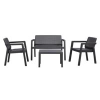 Leen Bakker - Loungeset Emily - /antraciet - 4-delig - Kunststof - Grijs - 126x76x46.8 Cm