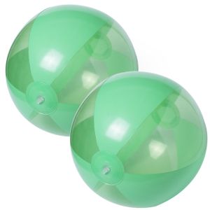 2x stuks opblaasbare strandballen plastic groen 28 cm