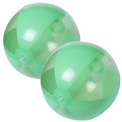 2x stuks opblaasbare strandballen plastic groen 28 cm