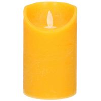 1x Oker gele LED kaarsen / stompkaarsen met bewegende vlam 12,5 - thumbnail