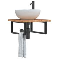 Badkamer wandschap staal en massief eikenhout