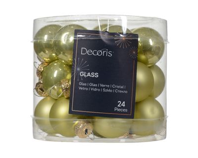 Kerstbal glas d2.5 cm pstch ass 24st kerst - Decoris