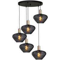 Masterlight 5-lichts vide hanglamp - goud -Porto met Blossom clear glazen - 2712-05-02-50-5-8