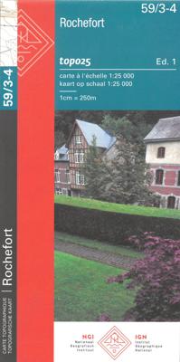 Topografische kaart - Wandelkaart 59/3-4 Topo25 Rochefort - Nassogne | NGI - Nationaal Geografisch Instituut Topografische kaart - Wandelkaart 59/3-4 Topo25 Rochefort - Nassogne | NGI - Nationaal Geografisch Instituut