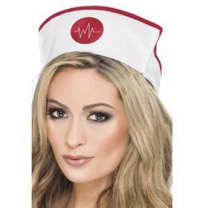 Wit verpleegster verkleed hoedje   -