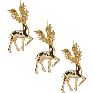 12x Kerstboomhangers gouden rendieren 16 cm kerstversiering