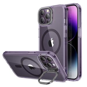 iPhone 14 Pro Classic Hybrid Case with Stash Stand (HaloLock) Clear Purple