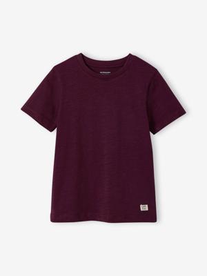 Personaliseerbare gekleurd jongensshirt met korte mouwen aubergine