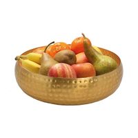 Fruitschaal rond gehamerd metaal goud 24 cm - thumbnail