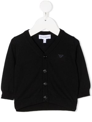 Emporio Armani Kids cardigan à bords nervurés - Bleu