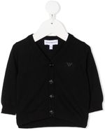Emporio Armani Kids cardigan à bords nervurés - Bleu