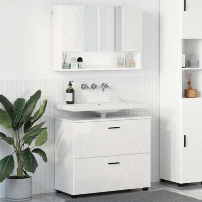 Badkamermeubelset 2 pcs Hoogglans wit 76,5 x 35 x 64 cm