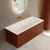 Badmeubel Mondiaz Kurve-Dlux | 110 cm cm | Meubelkleur Ruby | Wastafelkleur Frappe | Solid surface | Wasbak midden spoelbak | Zonder kraangat(en)