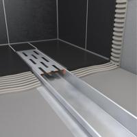 Easy Drain Compact 50 douchegoot RVS met enkele plaat RVS standaard RVS flens waterslot 50mm 90cm inbouw diepte 83mm met zijuitloop EDCOMPR900-50