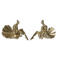 Decoratieve figuren DKD Home Decor 17 x 23 x 14,5 cm Gouden Balletdanseres (2 Stuks)