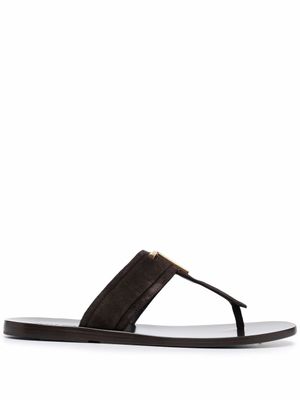 TOM FORD sandales à plaque logo - Marron