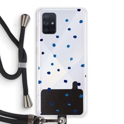 Blauwe stippen: Samsung Galaxy A71 Transparant Hoesje met koord