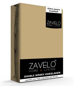 Zavelo Double Jersey Hoeslaken Taupe-Lits-jumeaux (180x200 cm)